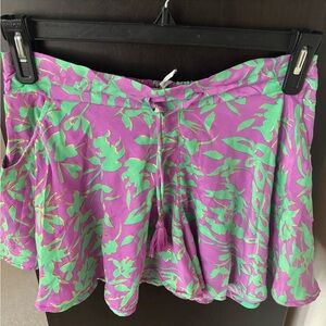 Karma Highway Vibrant Purple and Green Floral Shorts NWT